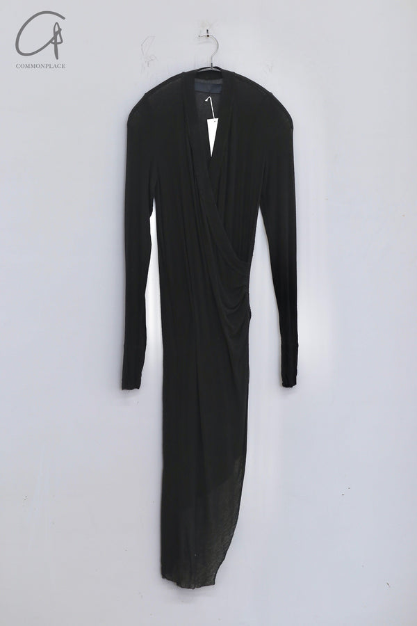 Marc Le Bihan Asymmetric Slit T-shirt Dress MLB-2870-HEI Black